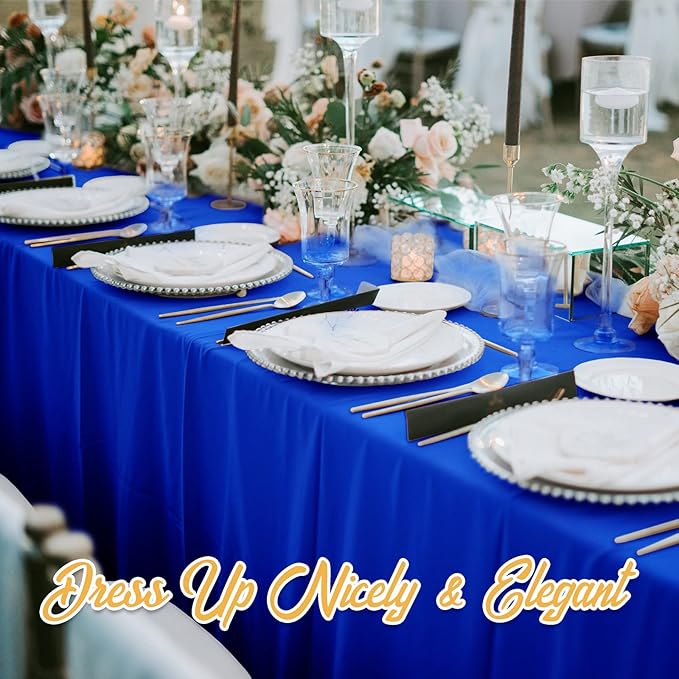 BRILLMAX 4 Pack Royal Blue Tablecloths for 8 Foot Rectangle Tables 90 x 156 Inch - 8ft Rectangular Bulk Linen Polyester Fabric Washable Cloth Cover for Wedding Reception Banquet Birthday Party