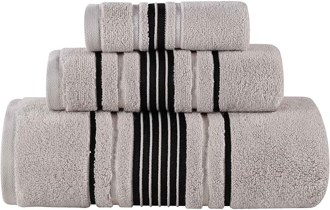 Superior Cotton 3 Piece Towel Set, Includes 1 Bath, 1 Hand, 1 Washcloth/Face Towel, Quick Dry, Home Essentials, Shower, Spa, Luxury Plush Soft Absorbent Towels, Zero Twist, Solid, Platinum