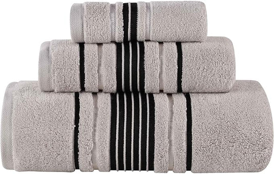 Superior Cotton 3 Piece Towel Set, Includes 1 Bath, 1 Hand, 1 Washcloth/Face Towel, Quick Dry, Home Essentials, Shower, Spa, Luxury Plush Soft Absorbent Towels, Zero Twist, Solid, Platinum