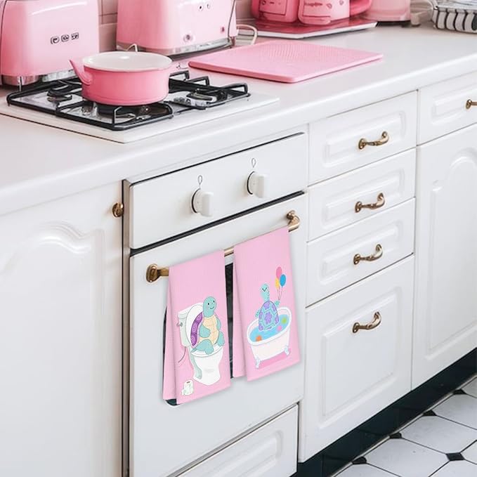 Sea Turtle Bathroom Hand Towels Set of 2, Turtle Bathroom Decor,Funny for Turtles Lovers Decorative Hand Towels for Kids Bath Room Washroom Toilet, 16x24 Inch