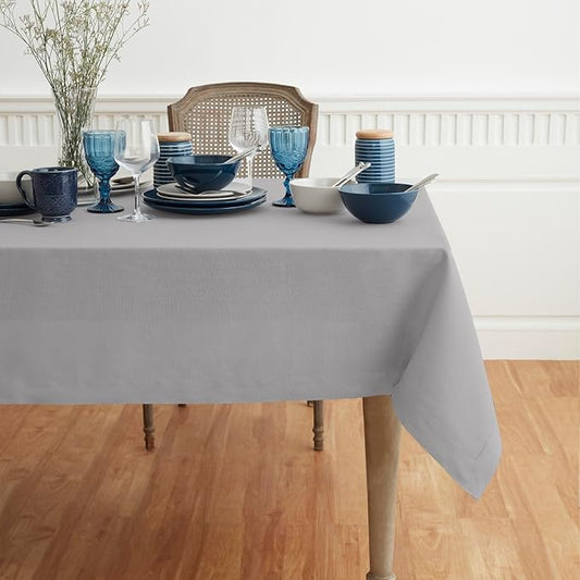 Solino Home Linen Soft Grey Tablecloth 54 x 72 Inch - 100% Pure Linen Rectangular Tablecloth - Machine Washable Table Cloth for Winter, New Year - Fete