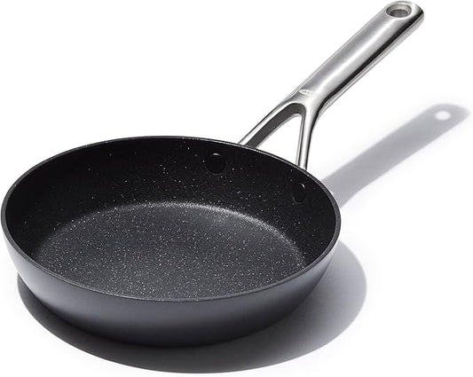 OXO Professional 8" Frying Pan Skillet, Hard Anodized Ceramic Nonstick Cookware PFAS-Free, Induction Suitable, Stainless Steel Handle, Diamond Reinforced Coating, Dishwasher Safe, Oven Safe, Black