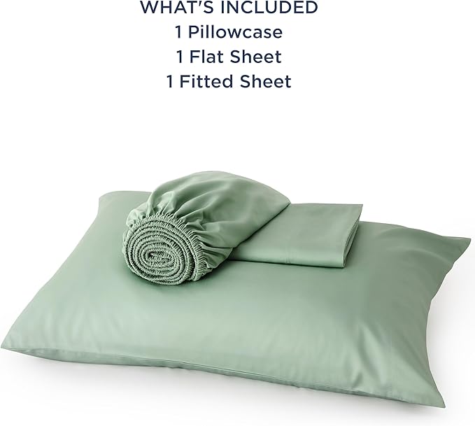 Bedsure Cooling Sheets Twin, Rayon Derived from Bamboo, Breathable & Soft Twin Sheets Set, Deep Pocket Up to 16 Inches, Hotel Luxury Silky Bedding for Hot Sleepers, Sage Green