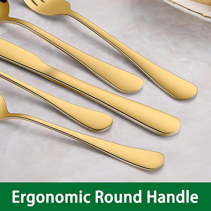 Gold Dinner Forks Set, 8-Piece 8 Inch PVD Gold Stainless Steel Cutlery Forks,Golden Metal Fork for Home Party Or Wedding,Dishwasher Safe Golden Table Fork Set