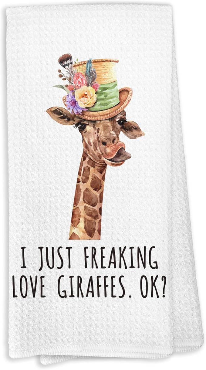 Giraffe Decor Gifts Towels - Giraffes Bathroom Decor Hand Towels, Giraffe Gifts for Women, I Just Freaking Love Kitchen Towel,Giraffes Decorative for Room Bathroom
