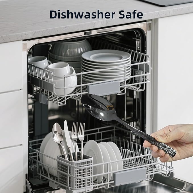 20-Piece Black Silverware Set for 4, CITESANA Heavy Duty Stainless Steel Flatware Set with Ripple Handles, Mirror Polished Kitchen Cutlery Set