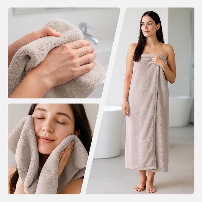 REDKISS Bath Towels Set of 6 - Oversized Bath Sheets (70 x35 in), 670GSM Ultra Soft & Highly Absorbent, Quick Dry Beige Towel Sets for Bathroom, Spa, Hotel, Gym