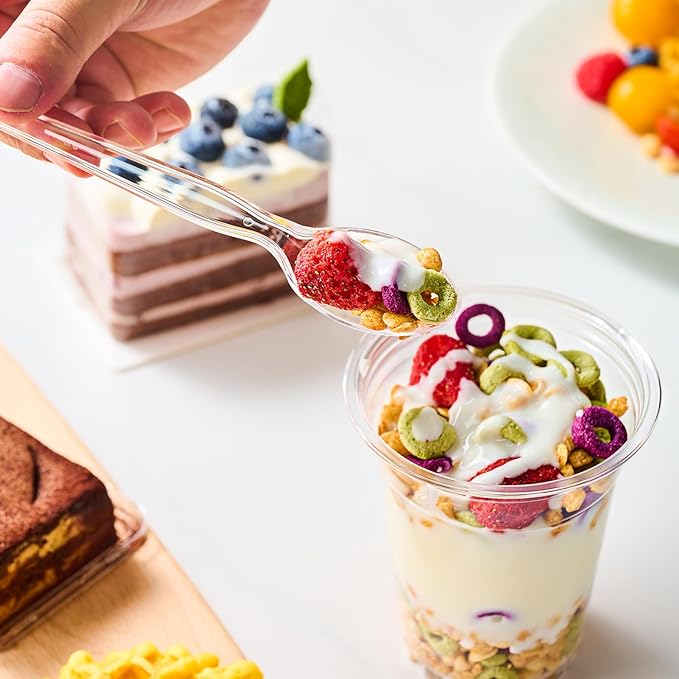 FOCUSLINE 360 Count Clear Plastic Silverware, 120 Forks, Knives and Spoons Each, BPA-Free, Heavy Duty Disposable Cutlery Set, Premium Disposable Flatware Plastic Utensils for Party Everyday Use