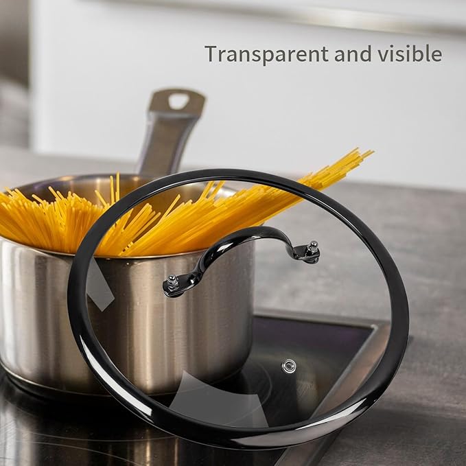 10" Tempered Glass Pan Lid with Steam Vent, Thickened to 4mm and Dishwasher Safe and Oven up to 480℉, Universal Lid Fit for Cast Iron Skillets, Frying Saute Pan, Cooking Pot