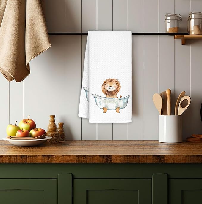 Lion Decor Hand Towels Decorative, Toddler Kids Bathroom Decor, Lion Gifts Hand Towels Drying Cloth for Kids Toddler Bathroom, 16x24 Inch