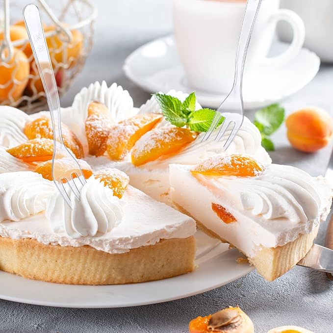 Skylety 500 Pcs Plastic Mini Forks 3.7 x 0.6 Inch Tiny Small Disposable Appetizer Cocktail Tasting Forks Utensils for Fruit Dessert Cakes Serving Supply(Clear)