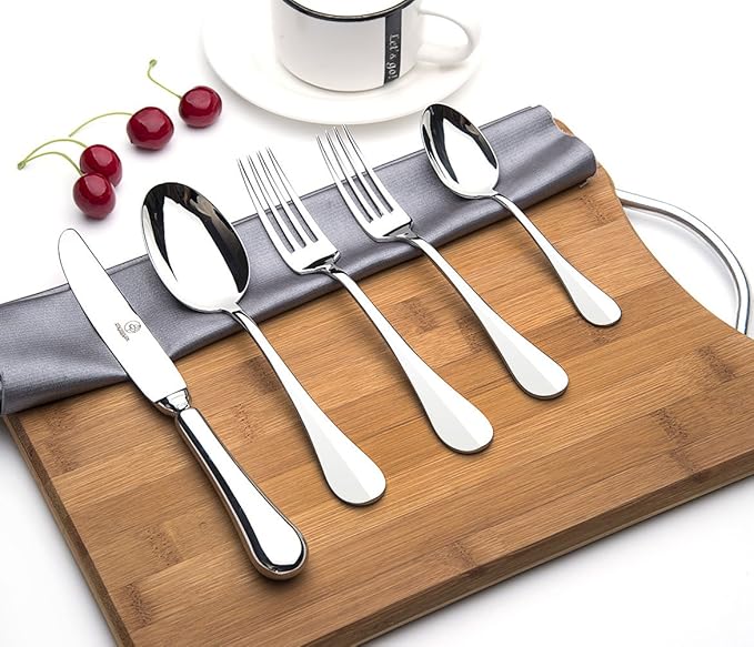 Mirror Polished Heavy Duty 18/10 Stainless Steel tableware spoon fork knife,45 Piece Flatware Set,Service for 8 without Rust