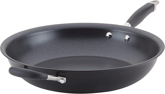 Anolon Advanced Home Hard Anodized Nonstick Frying Pan, 14.5 Inch – Large Skillet with Helper Handle, 14 Inch Nonstick Frying Pan, Durable Cookware - Onyx
