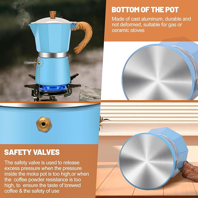 9 Cup Aluminum Espresso Stovetop Moka Pot Express Coffee Maker Percolator Italian Classic Mocha Coffee Machine for Italian and Cuban Cafe Brewing for Home & Camping 450ml 15oz