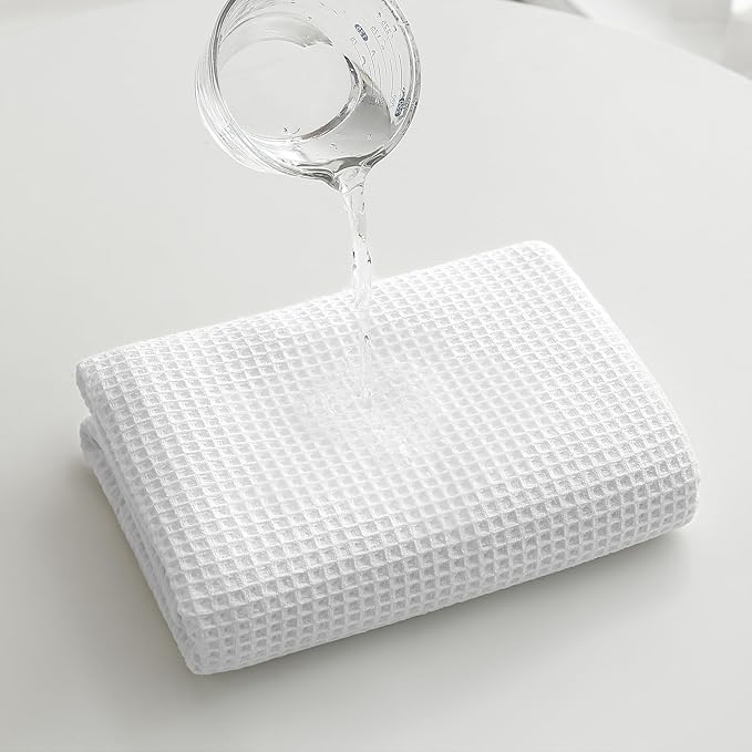 40 x 80 Inches Extra Large Bath Sheets Towels Microfiber Waffle Oversized Bath Towels for Bathroom Quick Dry Lightweight (White,6PCS)