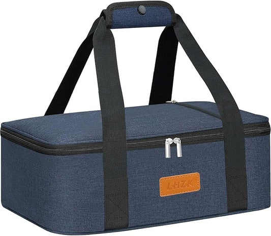 LHZK Insulated Casserole Carriers for Hot or Cold Food, Lasagna Holder Tote for Potluck Parties, Beach, Picnic, Travel, Fits 11x15 or 9x13 Dish (Blue)
