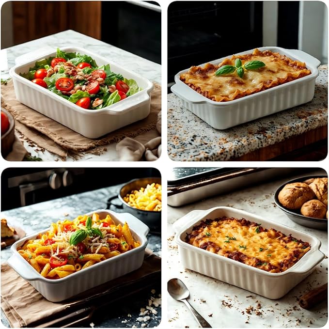 Small Baking Dish, 9x5 inch Casserole Dishes for Oven, 30 Oz Ceramic Baking Pans with Double Handles for Roasting, Lasagna, Pie, Gratin, Set of 2
