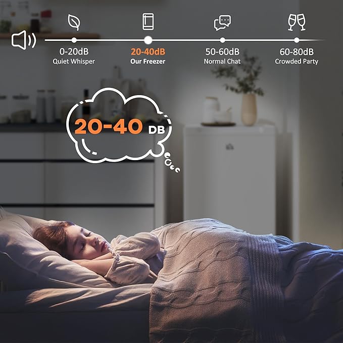 HOMCOM Mini Freezer Countertop, 3 Cu.Ft Compact Upright Freezer with Removable Shelves, Reversible Door for Home, Dorm, Apartment and Office, White