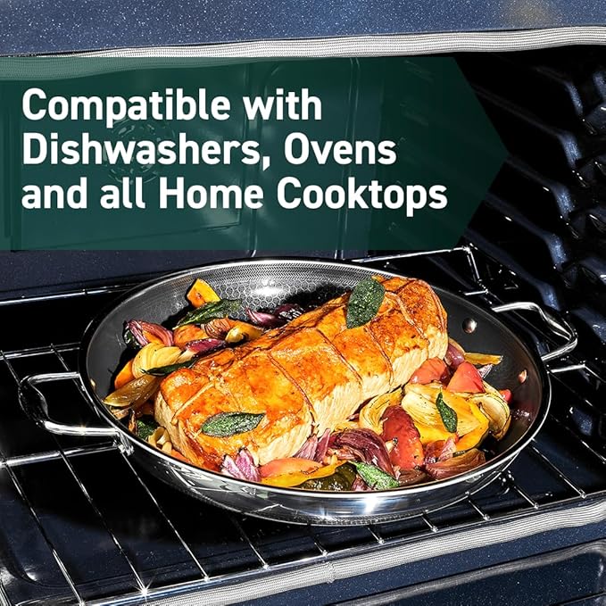 HexClad Hybrid Nonstick 19-Piece Cookware Set, 14" Pan with Lid, 14" Wok with Lid, 6-Piece Essential Knife Set, Magnetic Knife Block, 2, 3, and 8Qt Pots with Lids, and 2 Silicone Trivets