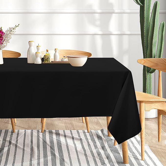 sancua 8 Pack Black Tablecloth 60 x 102 Inch, Rectangle Table Cloth for 6 Feet Tables - Stain and Wrinkle Resistant Washable Polyester Table Cover for Dining Tables, Buffet Parties and Camping