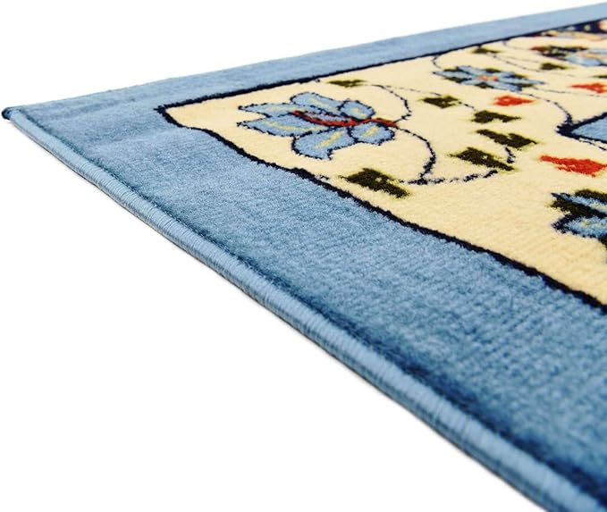 Unique Loom Espahan Collection Area Rug - Cape Cod (7' 10" Square, Blue/ Black)