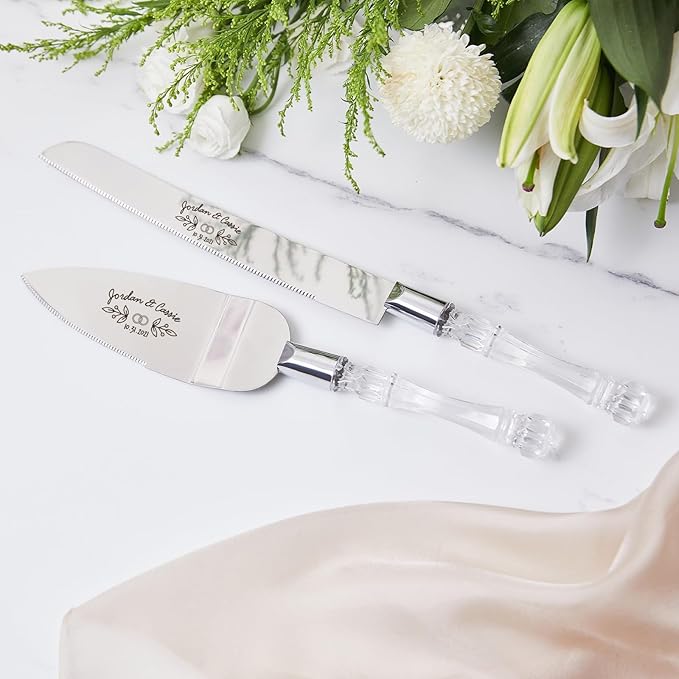 AW BRIDAL Personalized Cake Cutting Set for Wedding, Stainless Steel Cake Knife and Server Set Pie Server Wedding Engagement Gifts for Couples//DK2101CPP25//