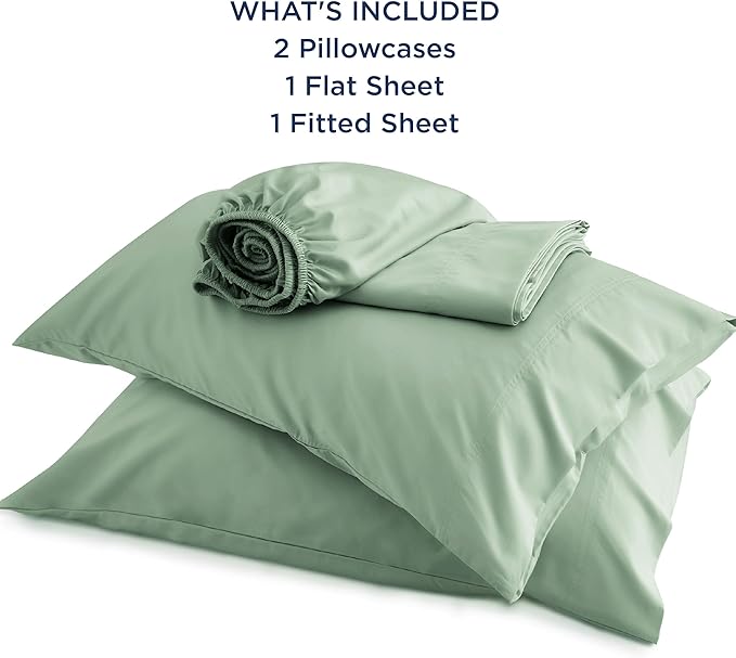 Bedsure California King Sheet Sets, Cooling Sheets, Rayon Derived from Bamboo, Breathable & Soft, Deep Pocket Up to 16 Inches, Hotel Luxury Silky Bedding for Hot Sleepers, Sage Green