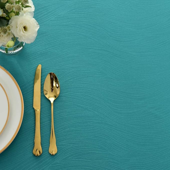 maxmill Square Tablecloth Swirl Design Spillproof Antiwrinkle Water Proof Heavy Weight Soft Table Cloth for Buffet Banquet Parties Event Holiday Dinner Square 60 x 60 Inch Teal