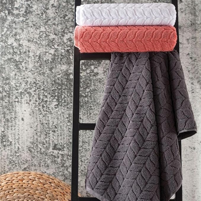 BAGNO MILANO Turkish Cotton Ultra-Soft Plush Absorbent Quick Dry Bathroom Towel Set, Made in Turkey (Cream, 6 pcs Towel Set)