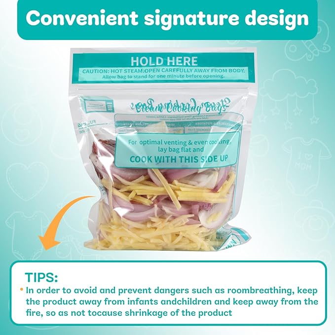 40×Steam Cooking Bags Microwave Steamer Bags for Vegetables,Potatoes and Meat (2 Pack)