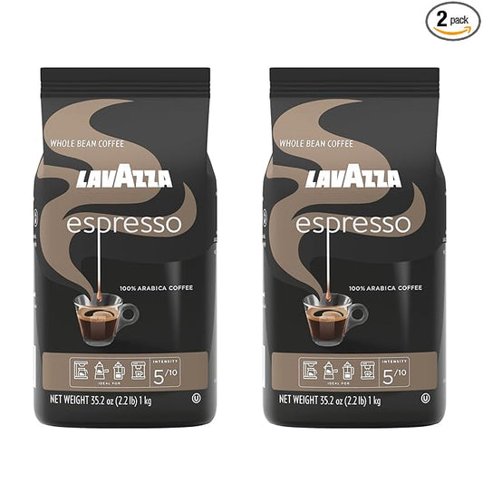 Lavazza Espresso Whole Bean Coffee, Medium Roast, 100% Arabica, 2.2 lb Bag (Pack of 2)