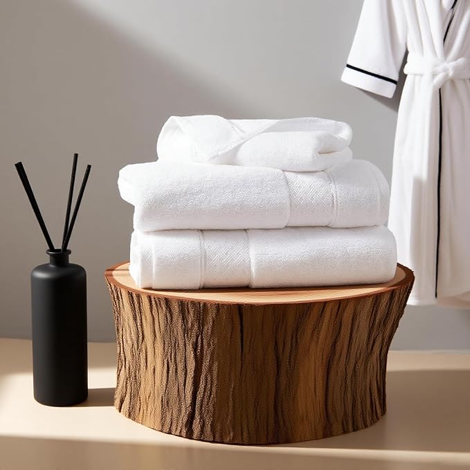 COZYART White Bath Towels Set 6 Piece, Luxury 100% Turkish Cotton 650GSM Hotel Quality, Soft, Absorbent,Towel Sets for Bathroom | 2 Bath Towels 2 Hand Towels 2 Washcloths