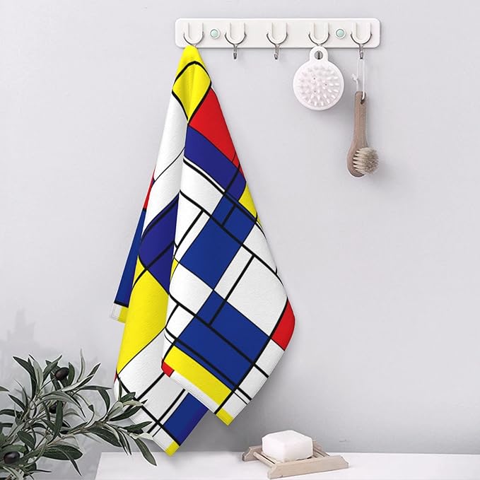 Abstract Geometric Hand Towel,Abstract Modern Hand Bath Towels Set of 2 Dish Towels Soft Absorbent Decorative Hand Towels for Bathroom Kitchen Yoga Home Decor 14 x 28 in