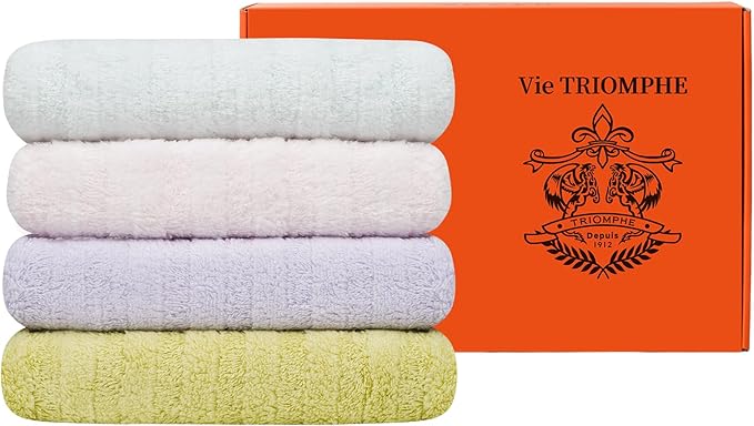 Vie Triomphe Facial Towels Washcloth (Green+Pink+Purple+Blue) Luxury Hand Towels for Bathroom,100% Cotton Quick Dry Absorbent Soft Hand Towel Set 13.38 * 31.49 Inch Wash Clothes