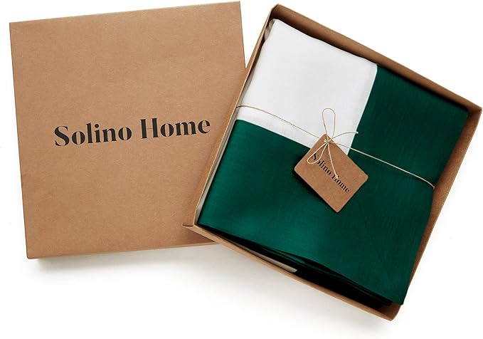 Solino Home Linen Tablecloth for Rectangle Tables 60 x 120 Inch - 100% Pure Linen Rainforest and White Table Cloth - Contempo, Machine Washable Cloth Tablecloth for Winter