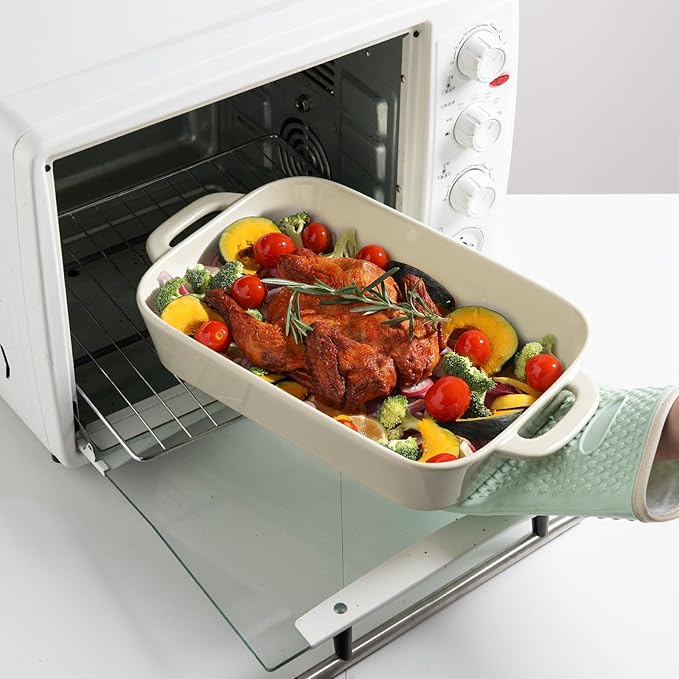 Sweejar Ceramic Bakeware Set, Rectangular Baking Dish for Cooking, Kitchen, Cake Dinner, Banquet and Daily Use, Casserole Dishes for Oven Porcelain Baking Pans (Beige)