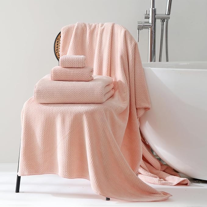 40x80 Inches Bath Sheets Towels for Adults Oversized Bath Towels Extra Large Luxury Super Soft Absorbent Quick Dry Microfiber (Pink,6PCS)