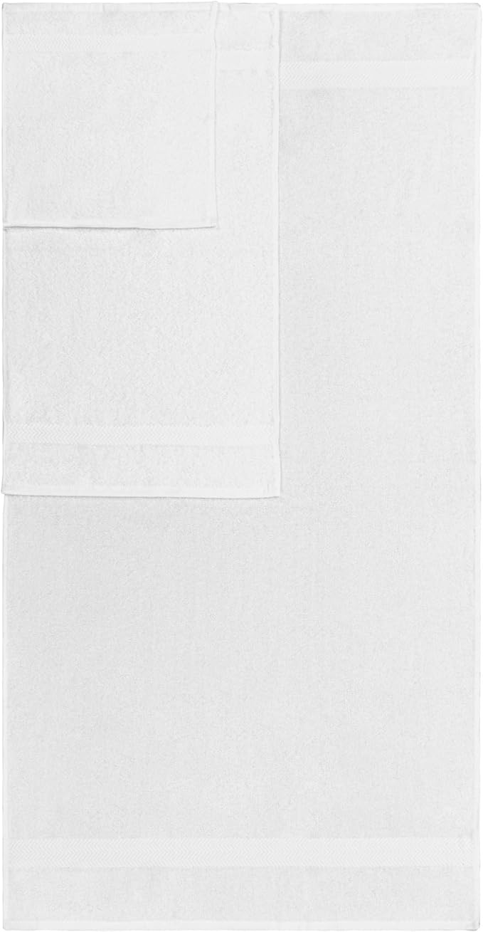Superior 6-Piece Cotton Assorted Towel Set, Includes 2 Face/Washcloths, 2 Hand, and 2 Bath Towels, Lightweight Essentials, for Home, Gym, Beach, Bathroom, Quick Drying, Franklin Collection, White