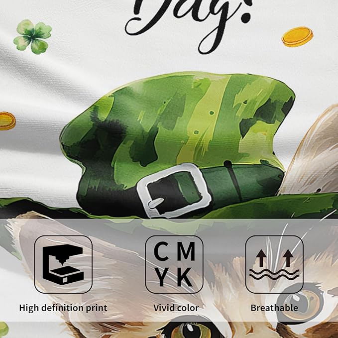 Imiss St. Patrick's Day Cat Kitchen Towels Green Leaves Shamrock Bath Towel Set of 2 Holiday Decor Guest Towel 14.4 x 28.3 Inch for Spa Yoga Sport Hotel