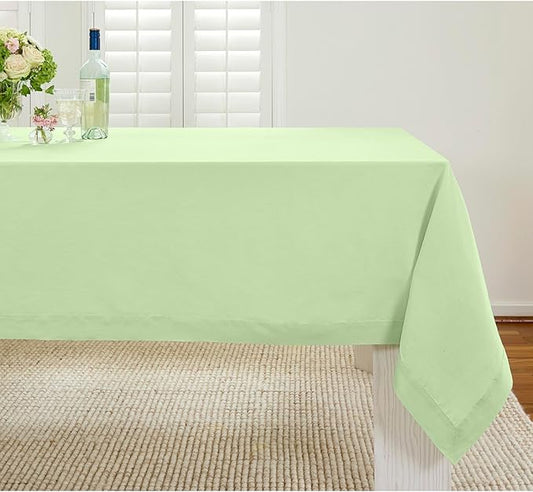 Solino Home Linen Tablecloth for Rectangle Tables 60 x 108 Inch - 100% Pure Linen Pastel Green Table Cloth - Fete, Machine Washable Cloth Tablecloth