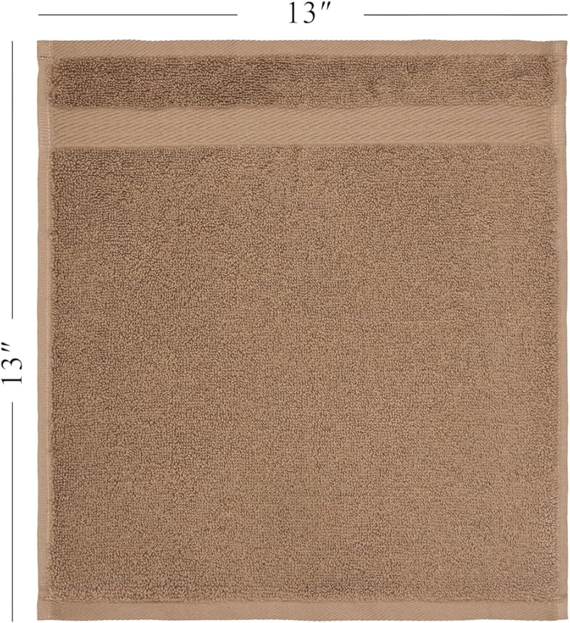 Ozdilek 6-Piece Bath Towel Set, 2 Bath, 2 Hand, 2 Wash, 100% Cotton Turkish Towels, 2 Bath Towels (30x60/550 GSM), 2 Hand Towels (16x30/575 GSM), 2 Washcloths (13x13/600 GSM) (Light Brown)