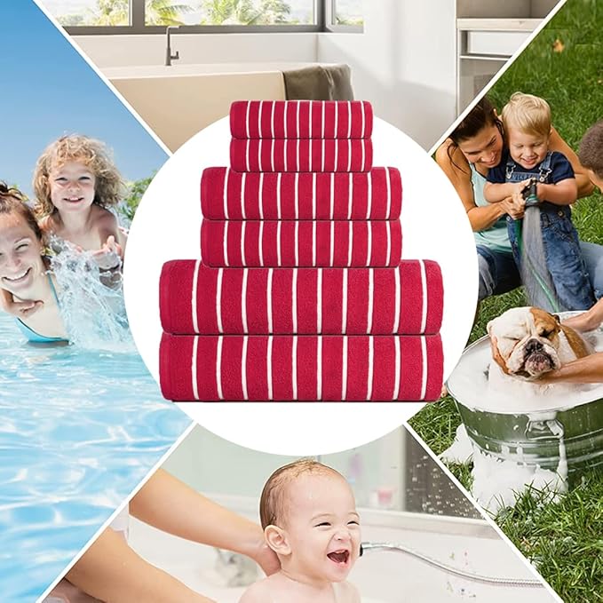 CASA COPENHAGEN Ecstatic 6 Pieces Towel Set- Pink, 600 GSM 2 Bath Towel 2 Hand Towel 2 Washcloth, Designed in Denmark Made of Soft Egyptian Cotton for Bathroom, Kitchen & Shower