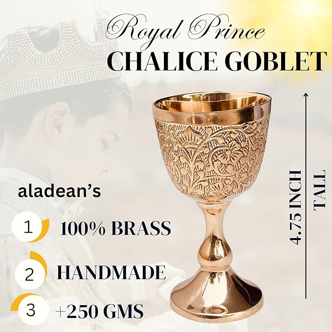 ALADEAN Vintage Chalice Goblet | 1x Royal Wine Cups of King Arthur - Renaissance Medieval Gifts for Communion, Christmas Wedding Anniversary Drinkware Pack of 1pc (Prince Goblet)