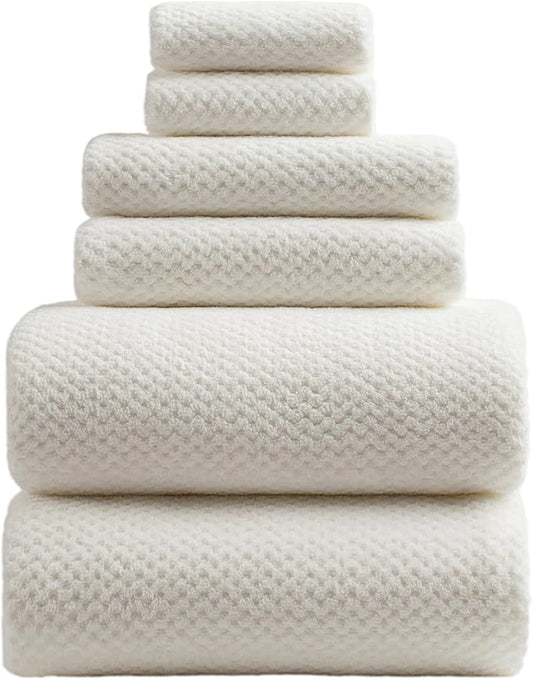 Oversized Bath Towels Extra Large 40x80 Inches Bath Sheets for Adults Super Soft Quick Dry Highly Absobent Microfiber Shower Towels (White,6 Piece)…