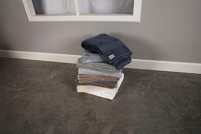 Maisonette Elegance 100% Organic Cotton Turkish Hand Towels - Soft, Absorbent Washcloths for Face - Ideal Quick Dry Large Towel Wash Cloth Set for Bathroom - (20" x 30", 4 Pack) - Dark Blue (Mineral)