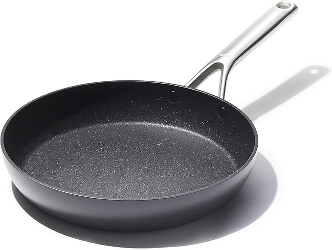 OXO Professional 10" Frying Pan Skillet, Hard Anodized Ceramic Nonstick Cookware PFAS-Free, Induction Suitable, Stainless Steel Handles, Diamond Reinforced Coating, Dishwasher Safe, Oven Safe, Black