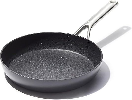 OXO Professional 10" Frying Pan Skillet, Hard Anodized Ceramic Nonstick Cookware PFAS-Free, Induction Suitable, Stainless Steel Handles, Diamond Reinforced Coating, Dishwasher Safe, Oven Safe, Black