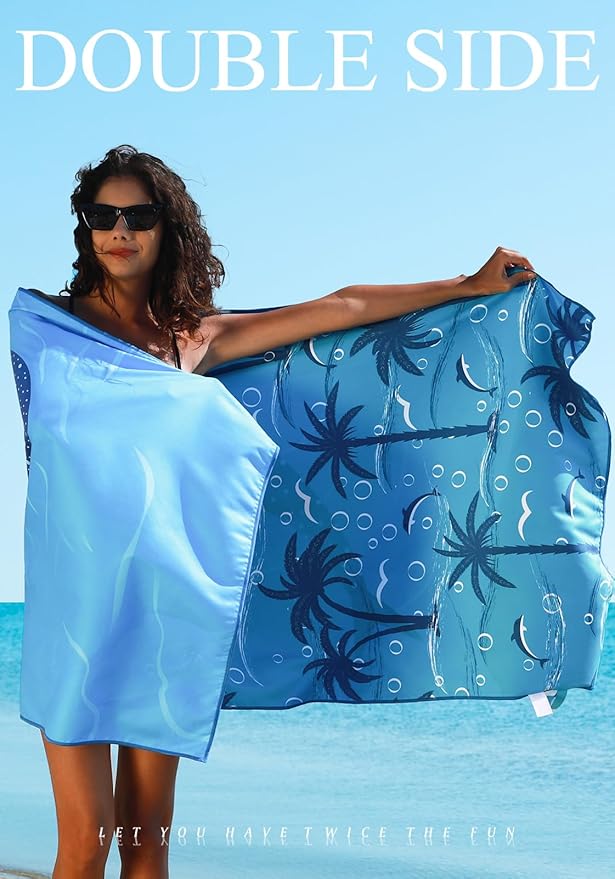 4 Pack Microfiber Lightweight Thin Beach Towel Sand Free Quick Dry Super Absorbent Large Towels for Swimming Pool Yoga Gym Travel Vacation Beach Accessories Essentials for Adults