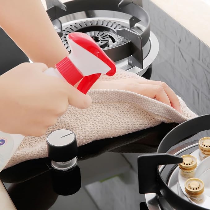 Homaxy 100% Cotton Waffle Weave Kitchen Dish Towels, Ultra Soft Absorbent Quick Drying Cleaning Towel, 13 x 28 Inches, 8-Pack, Beige