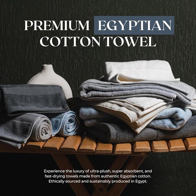 Egyptian Cotton Towel Set - 3 Piece | Ultra Soft 100% 600 GSM Towels | 1 Bath, 1 Hand, 1 Washcloth | Quick Dry, Durable for Bathroom, Home, Spa, Gym | Premium Towel Set (Dark Gray)